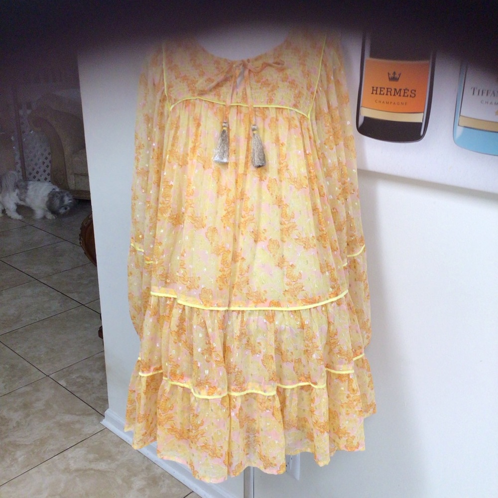 Free People Floral Yellow Tiered Dress - Picture 2 of 16